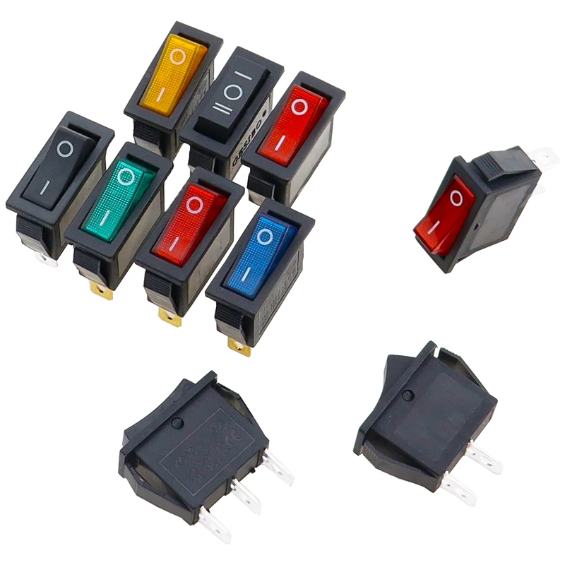 5 pcs/lot KCD3 With Light Power Switch 10A 250V AC 15A 125V AC 2/3 Pin SPDT KCD3 ON-OFF-ON 2/3 Position Boat Rocker Switch