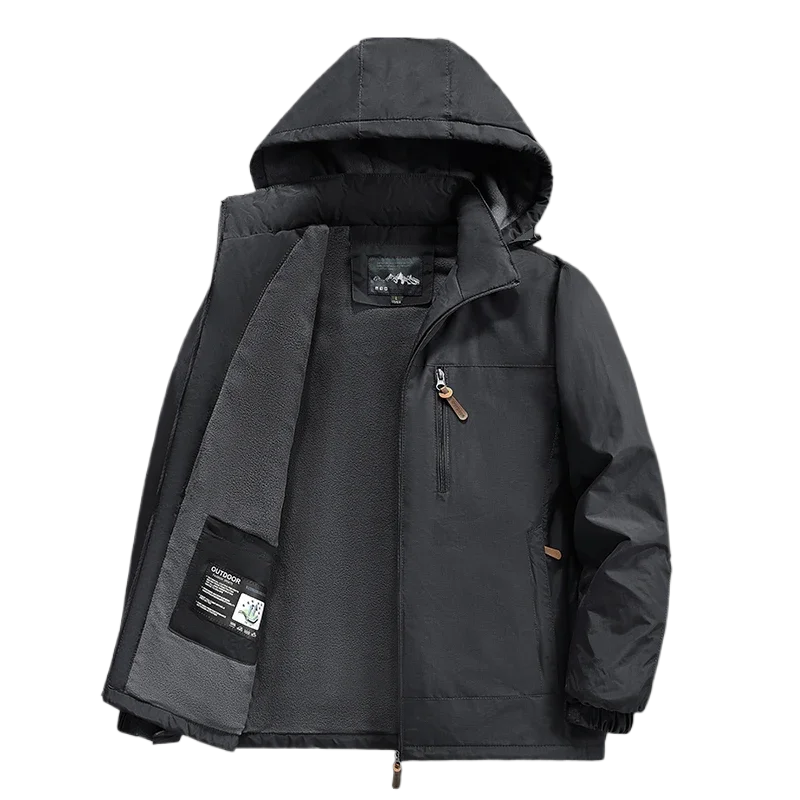 New Male Autumn Winter Thicken Jacket Hooded Detachable Outdoor Mountaineering Windproof Down Jacket Fleece Fashion Loose Coat