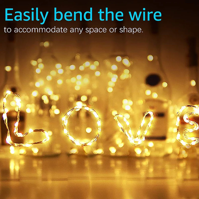 10pcs 50 LED Fairy Lights Starry Lights Strings Garland Copper Wire Light for Christmas Wedding Party Table Decor DIY Navidad