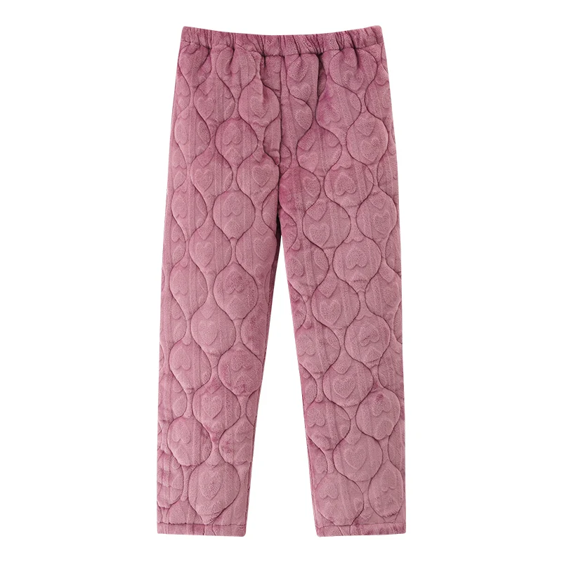 Three Layers Quilted Coral Velvet Pajamas Sleep Pants Winter Women Sleep Bottoms Female Pajama Bottoms Flannel Padded Sleep Pant