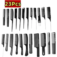 Peine de peluquería de fibra de carbono de 23 piezas, juego de peine de peinado profesional para peluquero, varios paquetes, ideal para todos los peinados y estilos