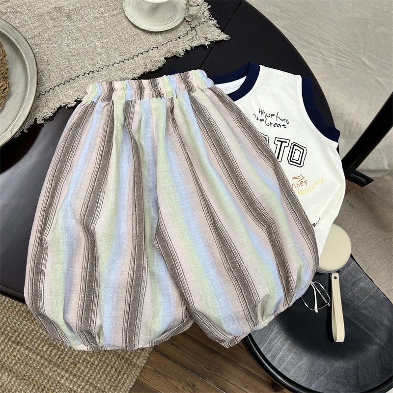 Boys Pants Light and Breathable Children Summer Color Thin Anti-mosquito Pants Boys Simple Loose Sunscreen Pants 2024