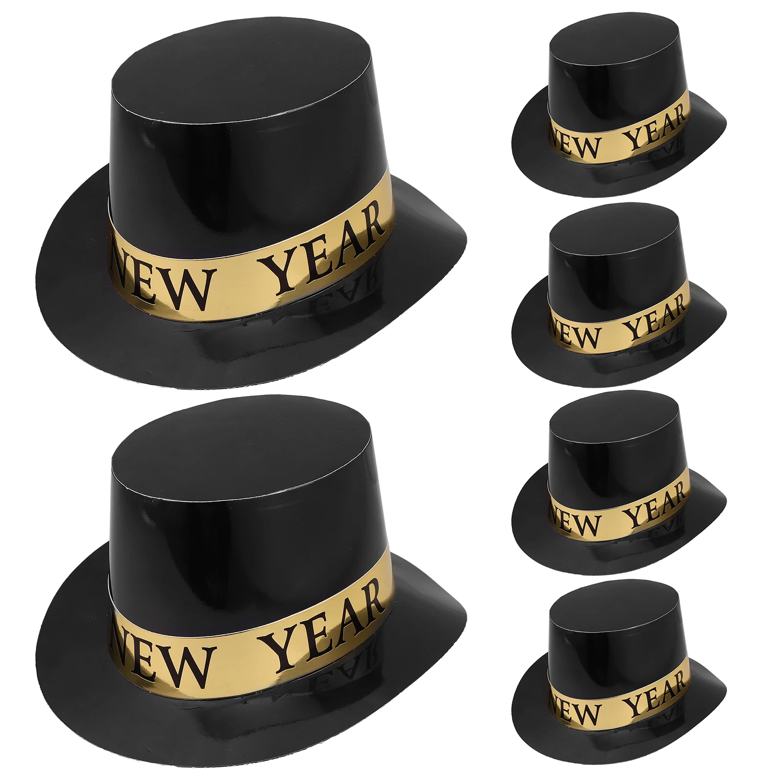 

6pcs Black Gold New Year Party Hats Adults Caps Eve Paper Men Women Golden Decorations Stylish Luxury