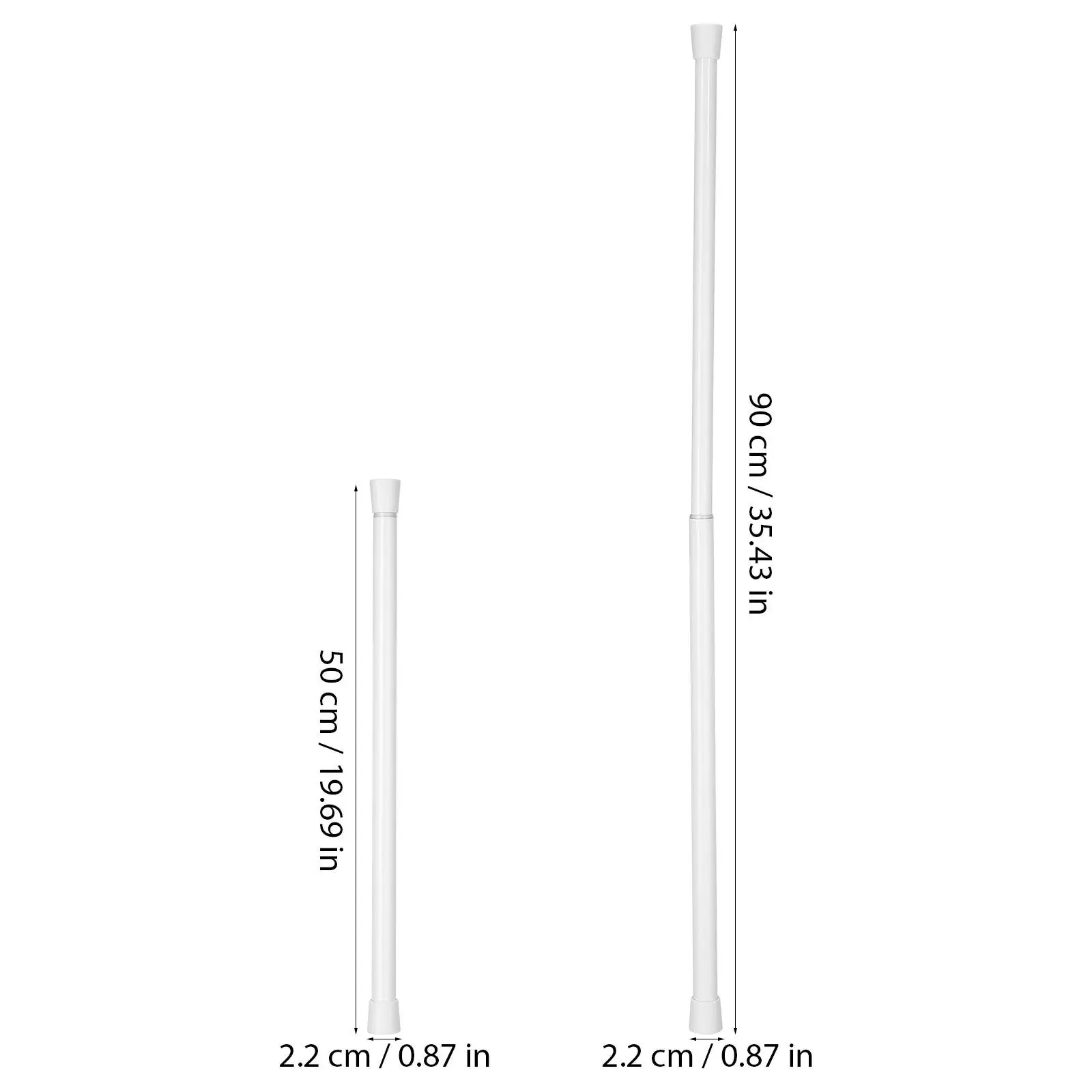3Pcs Tension Curtain Rod 50-90Cm Adjustable Extendable Telescopic Curtain Pole Strong Iron Build for Windows Doorways Shower