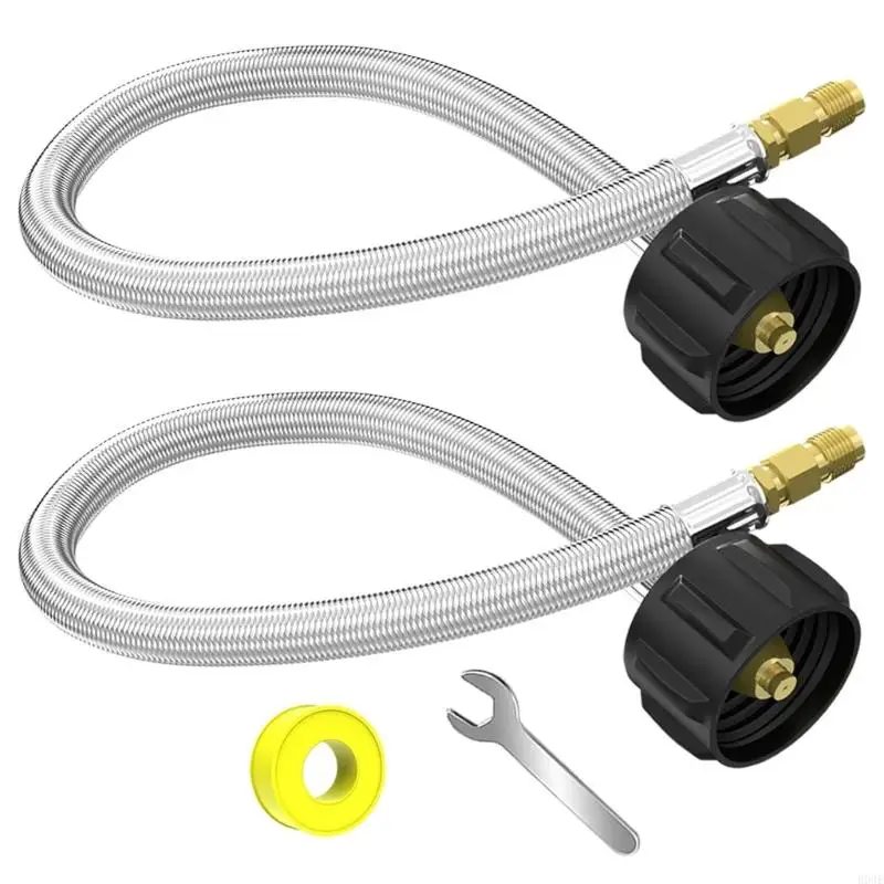 Pack of 2 15Inch Stainless Steel Braided Propanes Hoses with 1/4
