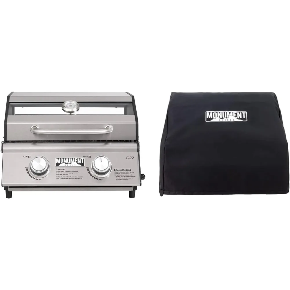 

Портативный газовый гриль на пропане для кемпинга на открытом воздухе с крышкой для барбекю - Clearview ® Настольная модель с 2 конфорками для универсального приготовления пищи