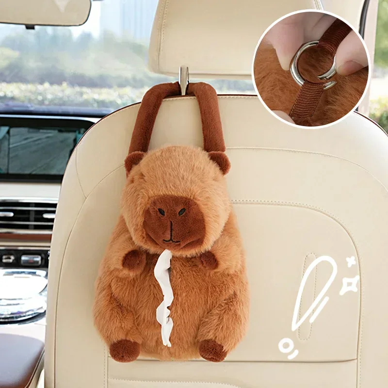 

Симпатичная автомобильная коробка для салфеток с капибарой, креативная автомобильная коробка для салфеток Kapibala, подвесная сумка для салфеток двойного назначения для дома и автомобиля, аксессуары