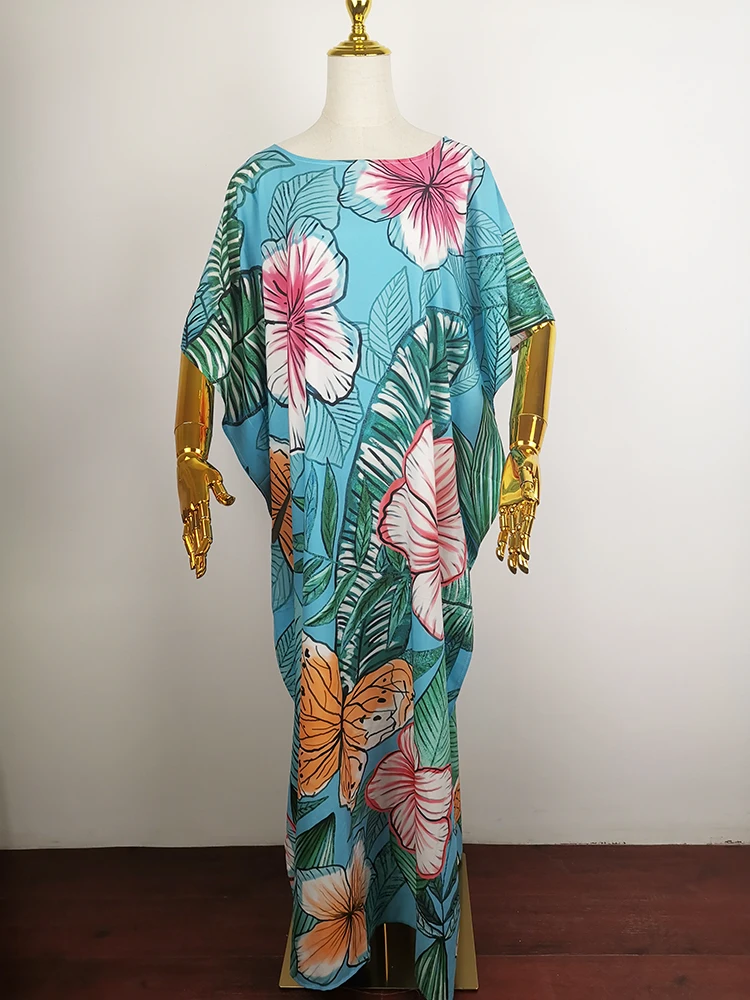 Bloemenprint Boho Jurk Beach Cover Up Over Size Vrouwen Zomer Maxi Jurk Robe De Plage 2023 Bikini Cover Up beachwear Tunieken