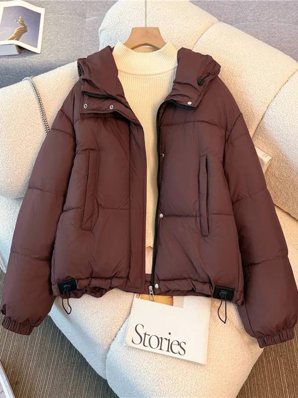 

Versatile Thiened Warm Cotton Jaet Women's Faion Winter Coat Large Size ort Sle Commute Loose Fit Zipper Closure