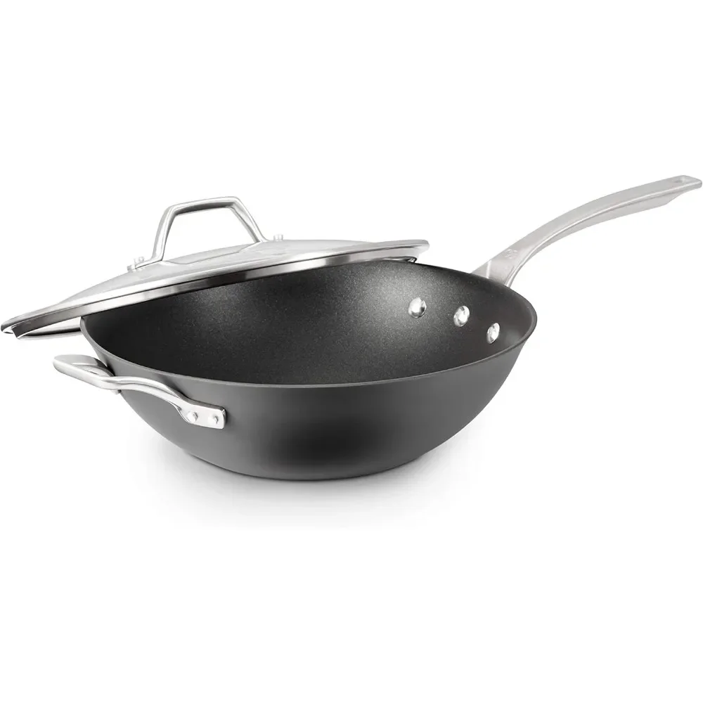 

Signature Hard-Anodized Nonstick 12-Inch Flat Bottom Wok with Cover