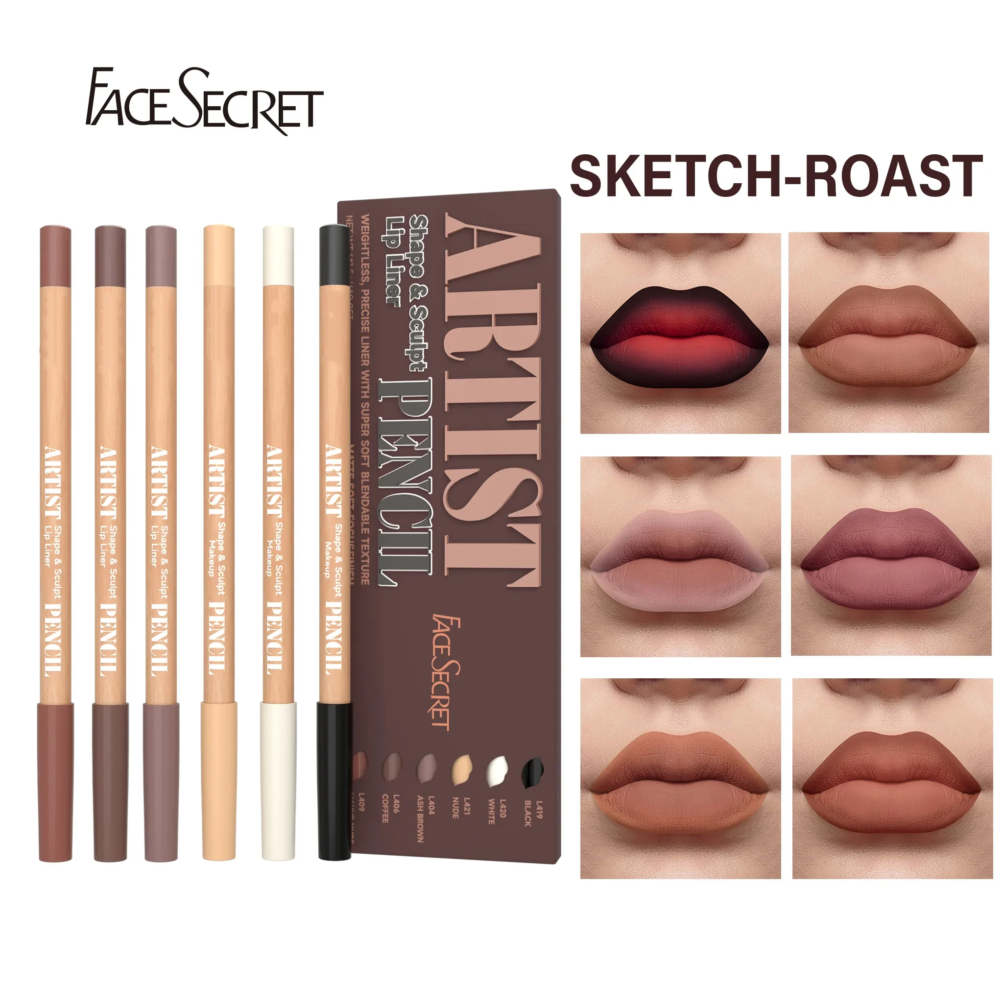 6-teiliges samtmattes Lipliner-Set – langanhaltende, vielseitige Farbtöne, langanhaltendes Lippen-Make-up, Beere, braun, rosa Lippenstift – Detail 7