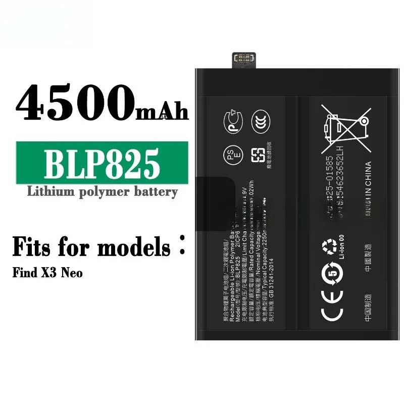 Nowa bateria BLP825 7,74 V 4500 mAh do telefonu komórkowego OPPO Find X3 Neo Reno6 Pro Reno 6 Pro Reno 5pro + baterie