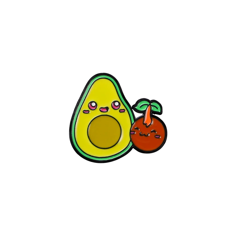 Funny Design Stut Up Avocado Figure Pins Pretty Sprouted Seeds Enamel Brooches Fruit Jewelry