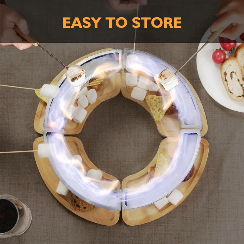 

HRBAJ-Portable For Indoor Outdoor Use Tabletop Fire Pit–Fire Place With Built-In Snack Holding Design