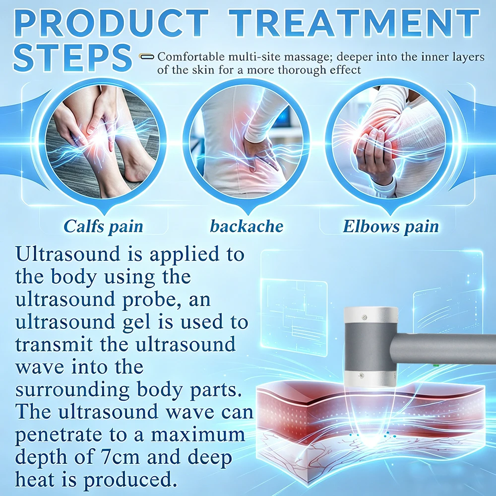 1MHz Ultrasonic Therapy Machine For Waist And Back Pain Relief Body Relaxation Massager Newest Physiotherapy Ultrasound Device view 5