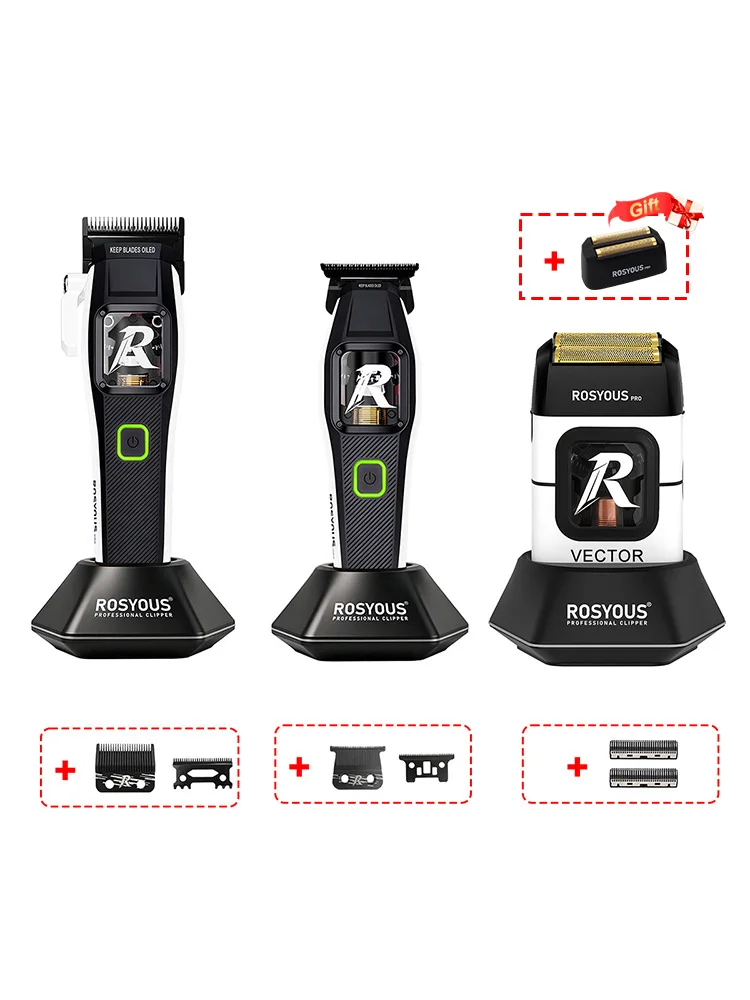 ROSYOUS Haarschneidemaschinen-Set Bürstenloser Motor Metallgehäuse Professioneller Rasierer Trimmer Haarschneidemaschine für Herren Friseure