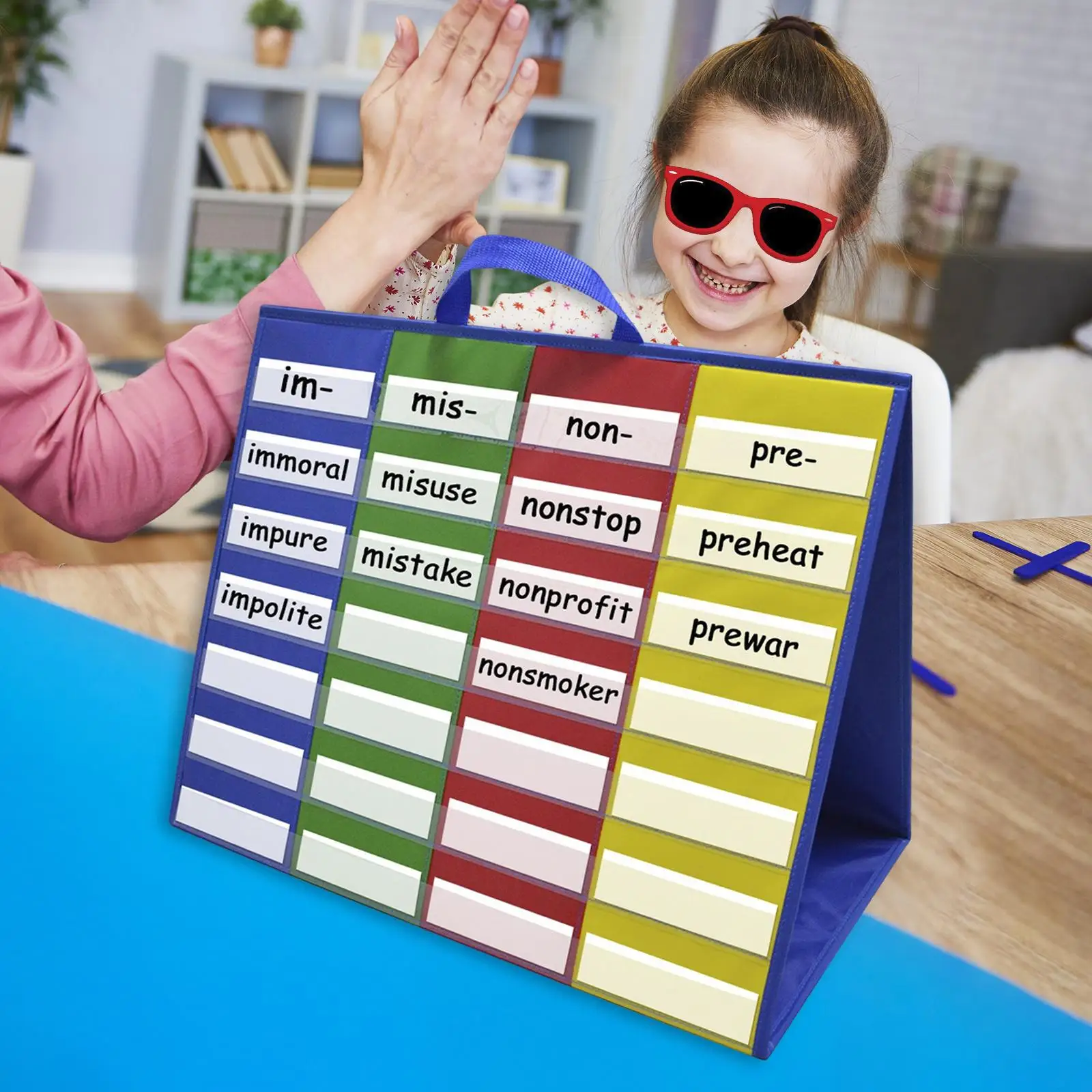 แผนภูมิกระเป๋าห้องเรียนโต๊ะของเล่นเพื่อการศึกษาก่อนวัยเรียนสําหรับการ์ดจดหมาย