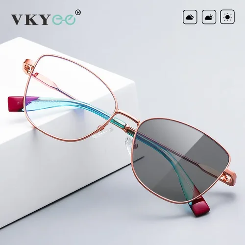 VKYEE, gafas de lectura fotocromáticas antiluz azul para mujer, gafas ópticas graduadas para miopía e hipermetropía que cambian de Color PFD3032