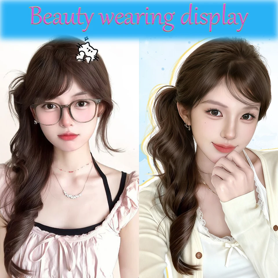 Curly Clip In Hair Ponytail Extensions Synthetic Wig Hairpiece with Crab Hair Clip for Women Halloween Christmas Party Cosplay view 6