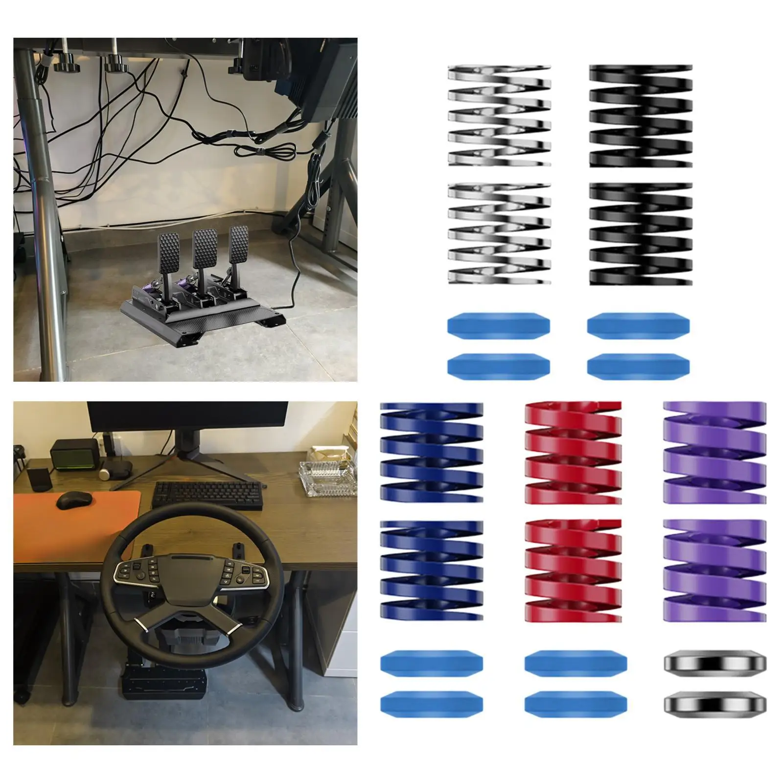 Damping Block Brake Pedal Spring Kit Multicolor Load Cell Pedal Parts for Racing Simulation Setup