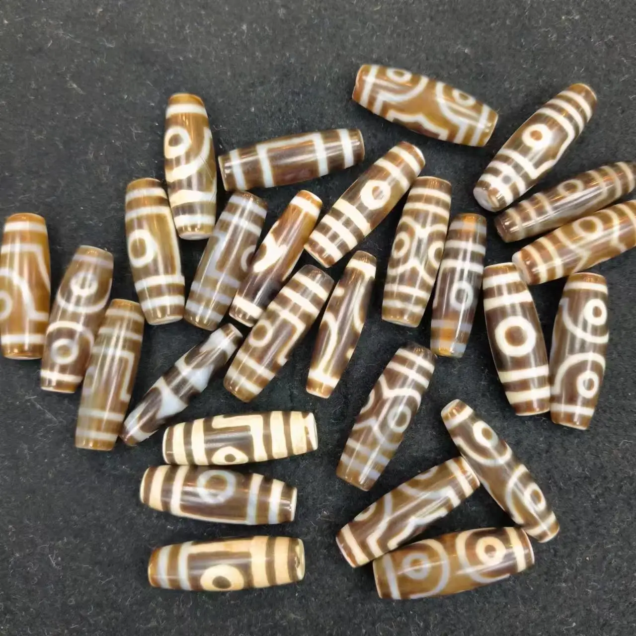 30pcs/lot natural agate dzi wholesale brown Weathered Horseshoe Various patterns handmade beads folk-custom necklace Bracelet