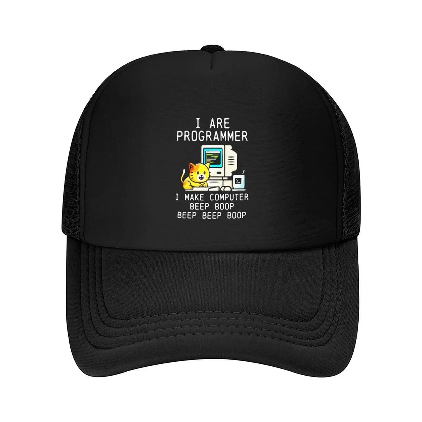 

Programmer Cat Beep Boop Coding Baseball Cap Uv Protection Solar Hat Thermal Visor Sunhat western Hat Luxury Woman Men's