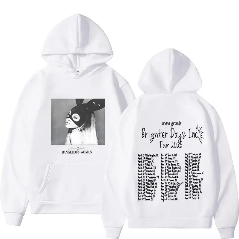 سترة بغطاء للرأس من ألبوم Singer Ariana Grande Brighter Days Harajuku للرجال والنساء بغطاء للرأس مطبوع على الموضة للرجال والنساء بلوفرات ملابس خروج للجنسين #3