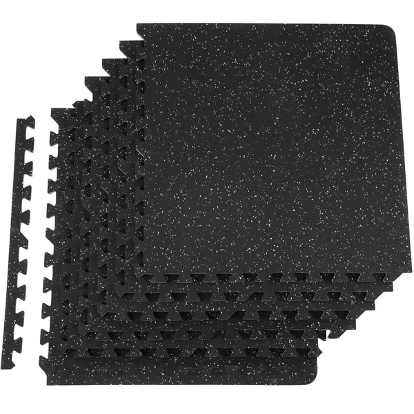 

6 PCS 1/2' Thick Interlocking Gym Floor Mats, 24'x24', EVA Foam & Rubber, Waterproof Workout Flooring, 24 sq.ft, for Gym, Home,