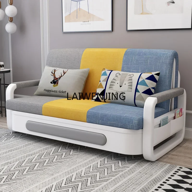 MJY sofa bed dual-purpose folding living room telescopic bed removable and washable fabric double sofa bed