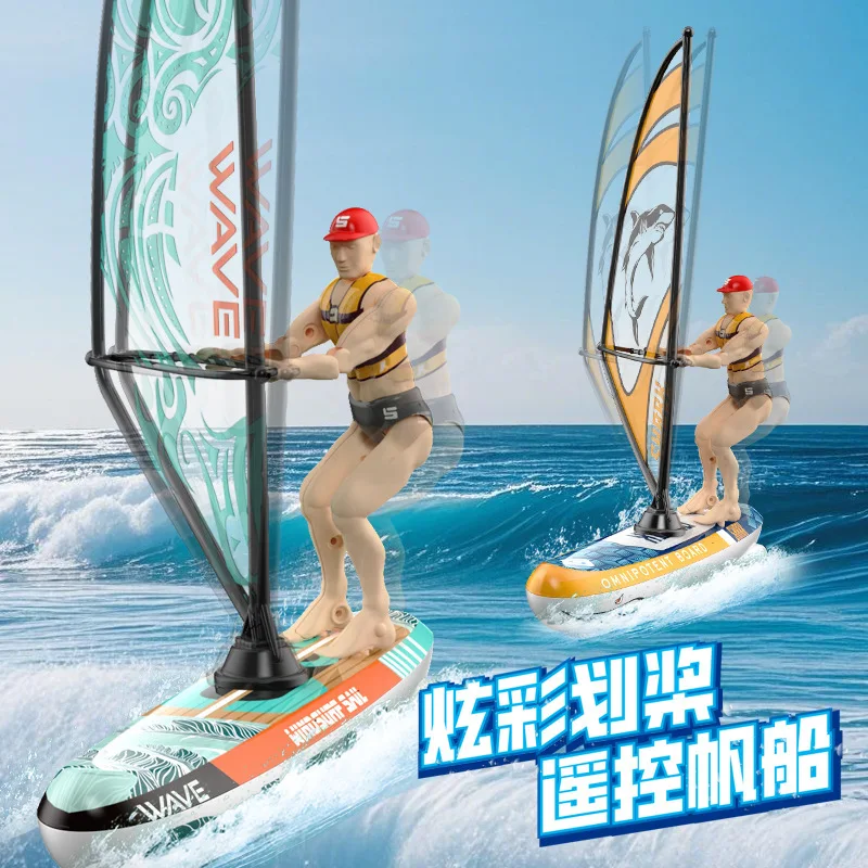 Remote Control Sailboat 2.4g Surfing Competition Remote Control Rowing Boat Capsize Reset Colorful Lights Children'S Toy Gift