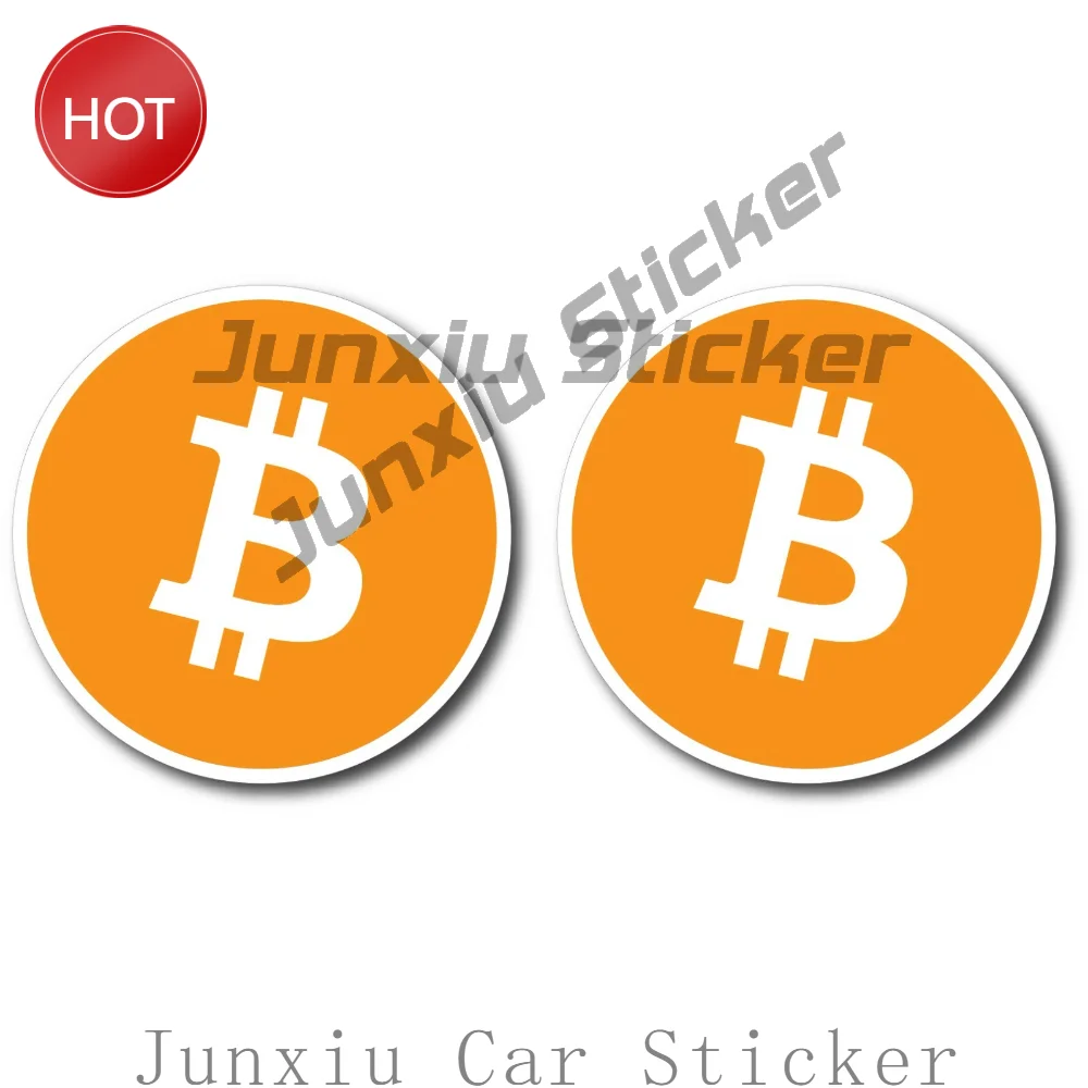 2 Pack Bitcoin Cryptocurrency BTC PVC Car Sticker Novelty Decal For Bumper And Rear Window Body Decoration Auto Accessories