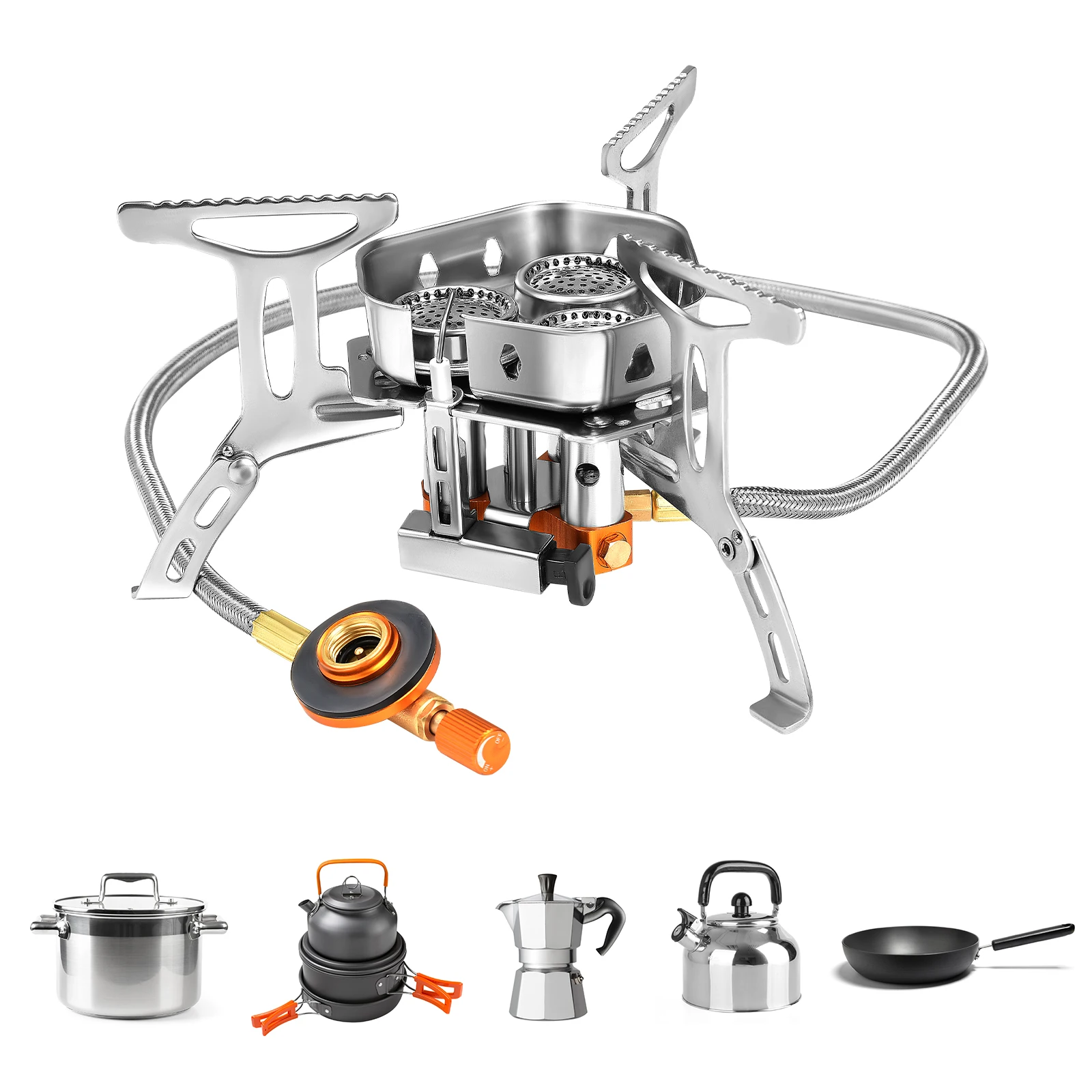 6800W Windproof Camping Stove Portable Camping Gas Stove Outdoor with Piezo Ignition Camping Gas Burner Stove Folding