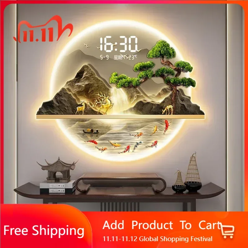 

Art Mural Wall Clocks Led Living Room Led Luxury Design Minimalist Round Wall Watch Creative Relogio De Parede Home Decoration