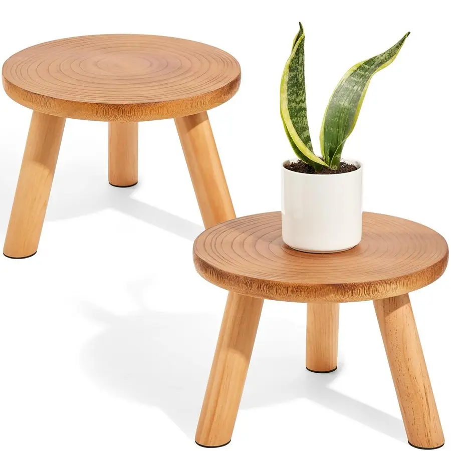 

2 Pack Wood Plant Stand Indoor,1112 Mid Century Modern Plant Stand Holder with Growth Ring,Plant Stool Display Stand for Flower