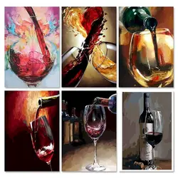 GATYZTORY Frame Oil Painting By Numbers wine glass Number Paiting Picture Paint For Painting Kits Unique Gift For Home Art