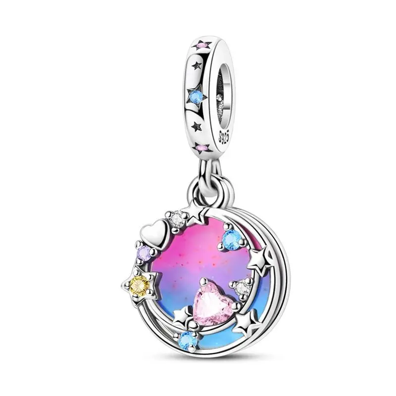 925 Sterling Silver Romantic Starry Sky Charms Pendant Fit Original Bracelet DIY Women Valentine'S Day Jewelry Gift