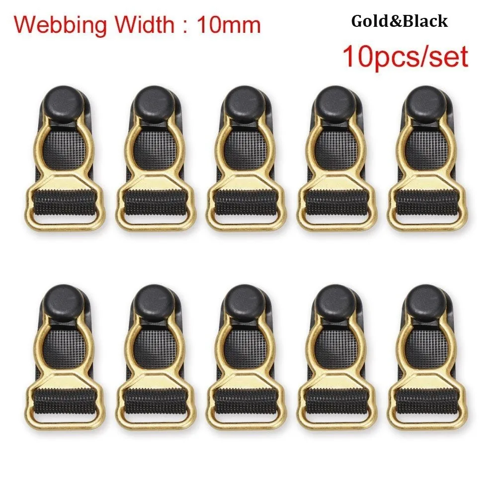 10pcs 10mm/12mm/18mm Corset Leg Garter Belt Clip Nylon Lightweight Suspender Ends Hooks Black White Red Hosiery Stocking Grips