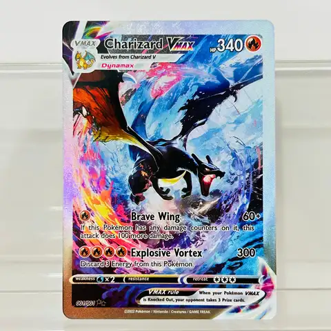 Charizard VMAX 001/001 English Version Collectible Grade DIY Foil Texture Nice Condition Premium Anime Collection Cards