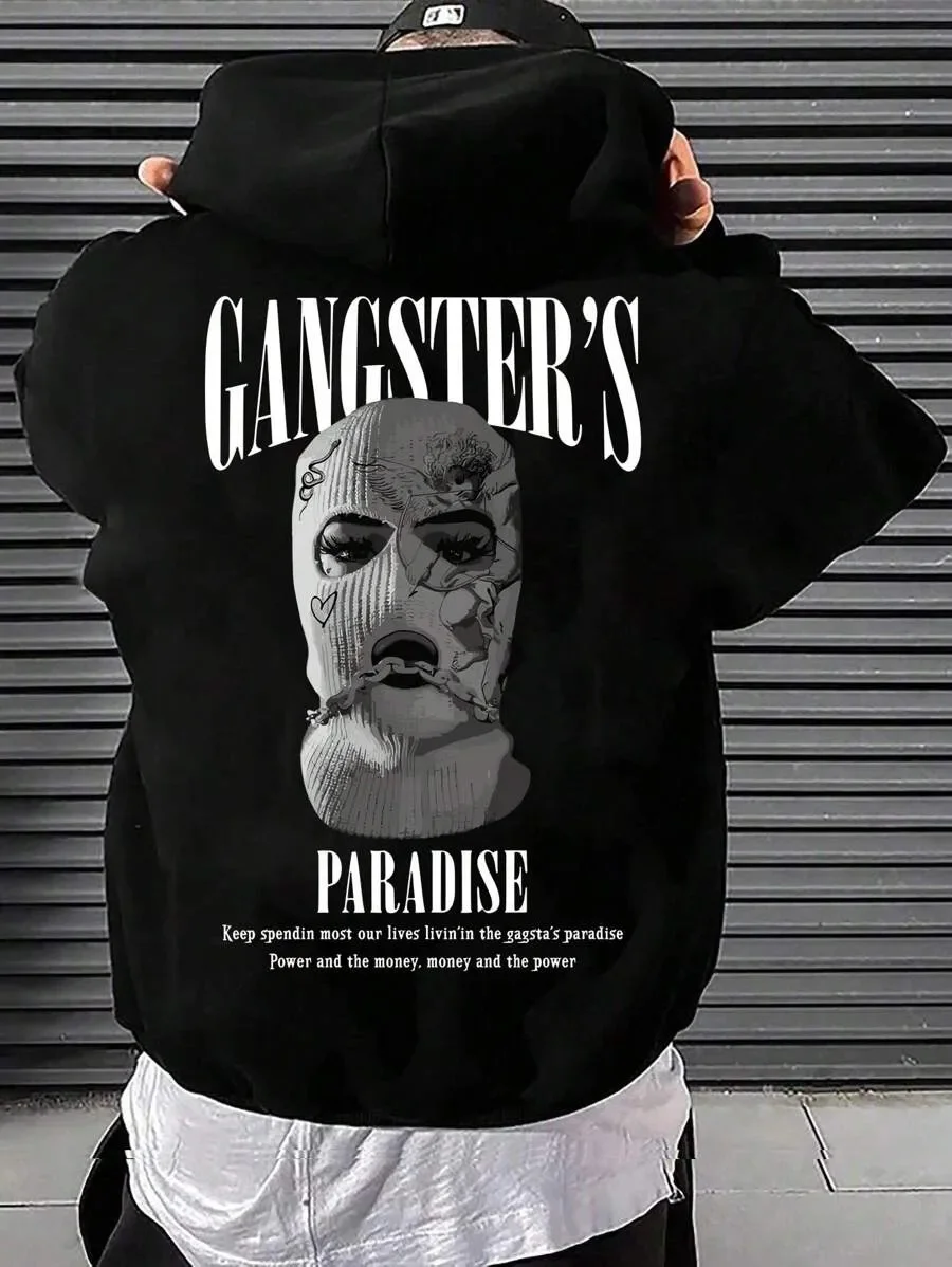 

Хлопковая толстовка с принтом лирика Gangster's Paradise Ностальгическая деталь для любителей хип-хопа в стиле хип-хоп с культовыми текстами