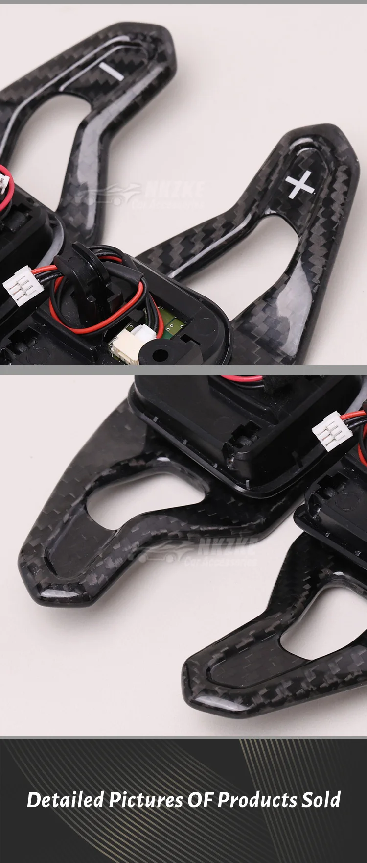 Lenkrad-Schaltwippen, geeignet für Audi A3 A4 A5 TT R8 Q5 Q7, sowohl Kunststoff- als auch Kohlefasermaterialien, Autozubehör – Detail 2