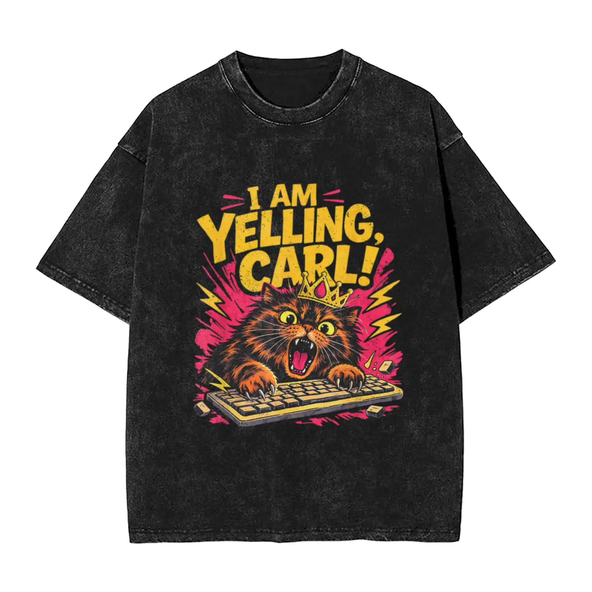 Funny I Am Yelling Carl Donut Cat Meme Unique Comfort A Washed T Shirt Men's Women's Oversized Cotton Tees Tops