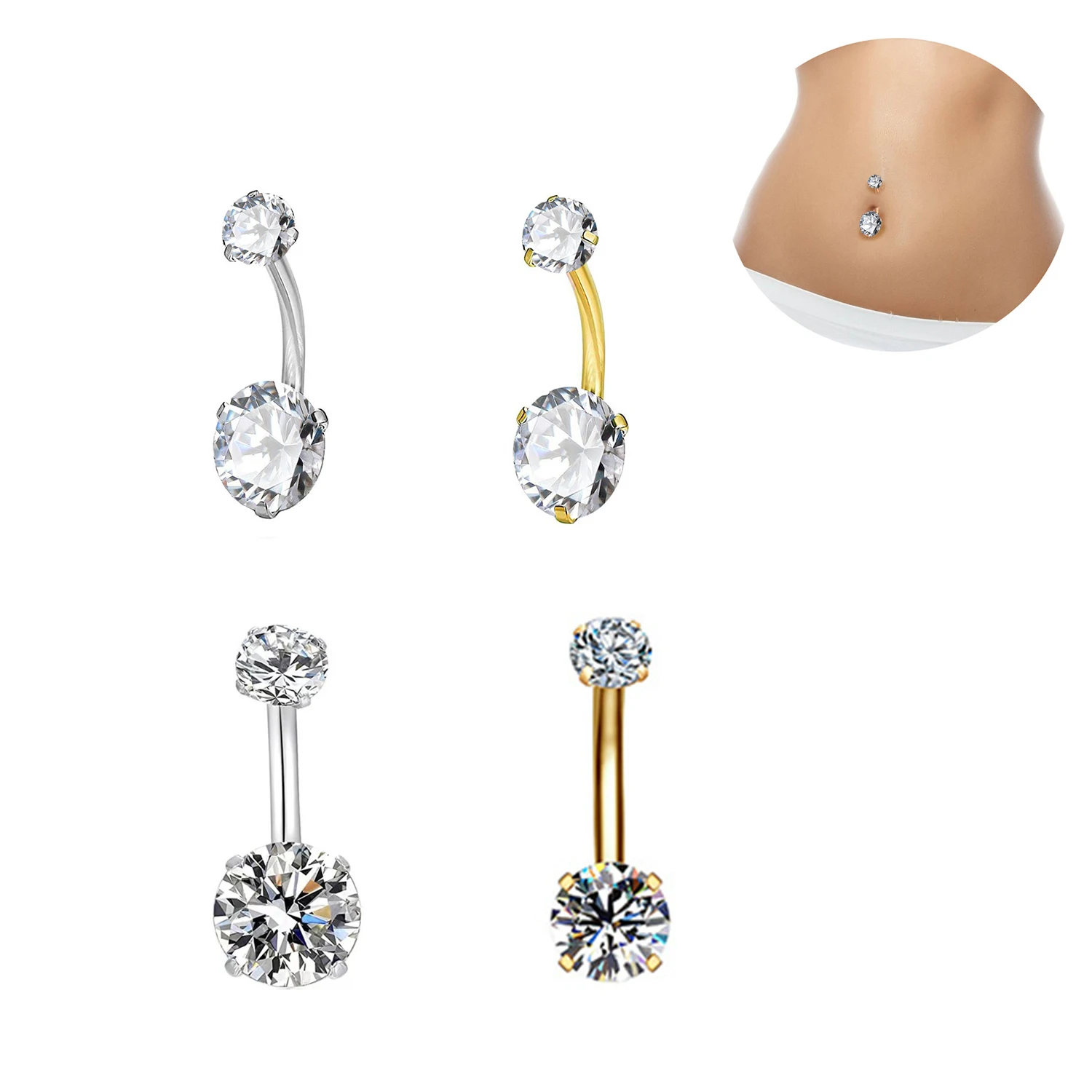 

1PC Steel Belly Button Rings Crystal Piercing Navel Style Navel Piercing Earring Belly Piercing Sexy Body Jewelry