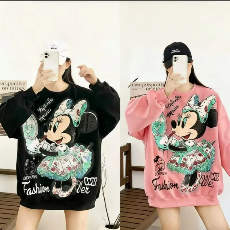 

Trendy Brand 2026 Spring and Autumn New Cartoon Letter Printing Graffiti Fashion Crew Neck T-shirt Women's Loose Top