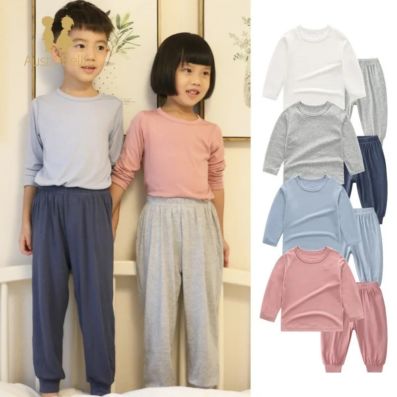 Light and Thin Soft Glutinous Baby's Sets Autumn T-shirt Pants Suit Long Sleeved Boys and Girls Long Johns Baby Toddler Pajamas