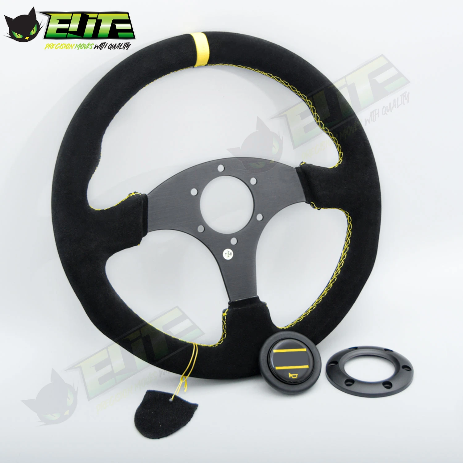 Car Steering Wheel 13inch 330mm Suede Leather Racing Drifting Sports Steering Wheel