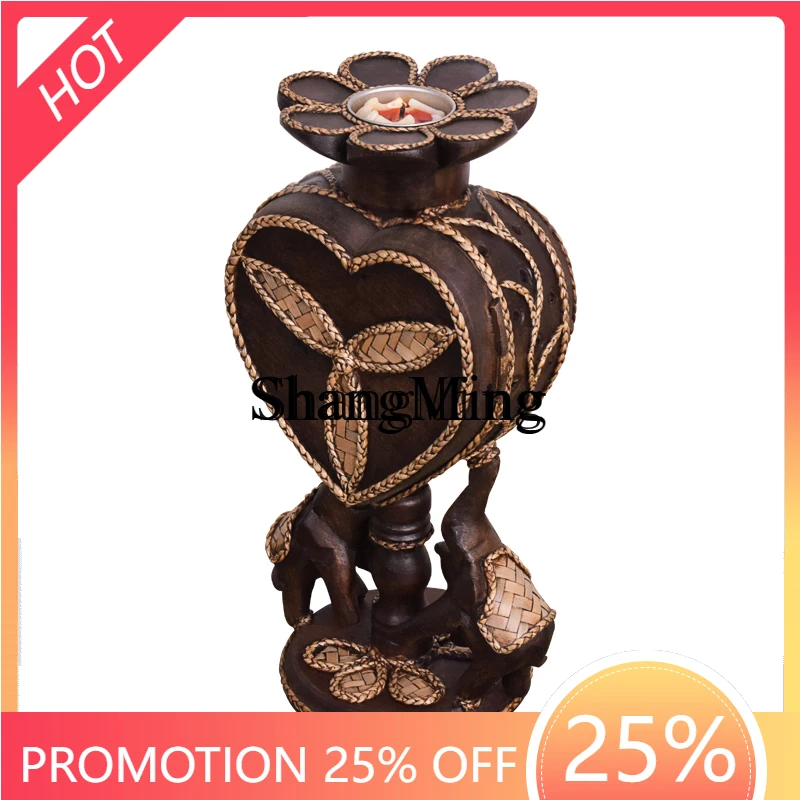 FG solid wood aromatherapy candlestick retro ornament candle home living room dining room romantic candlestick desktop jewelry
