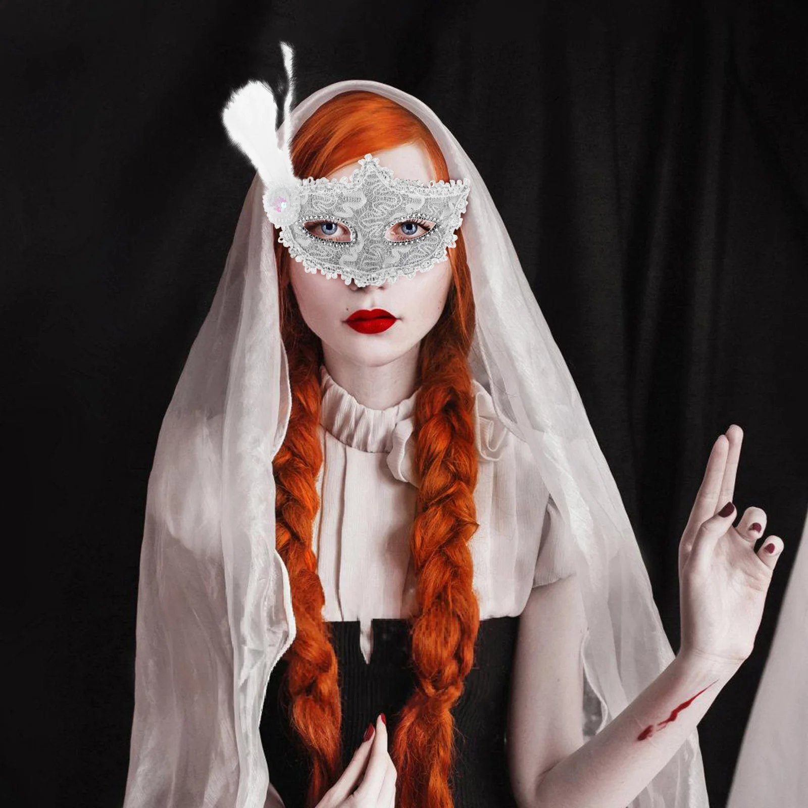 

Half Edge Mask White For Halloween Masquerade Party Costume Mardi Gras Ball Women Men Accessory