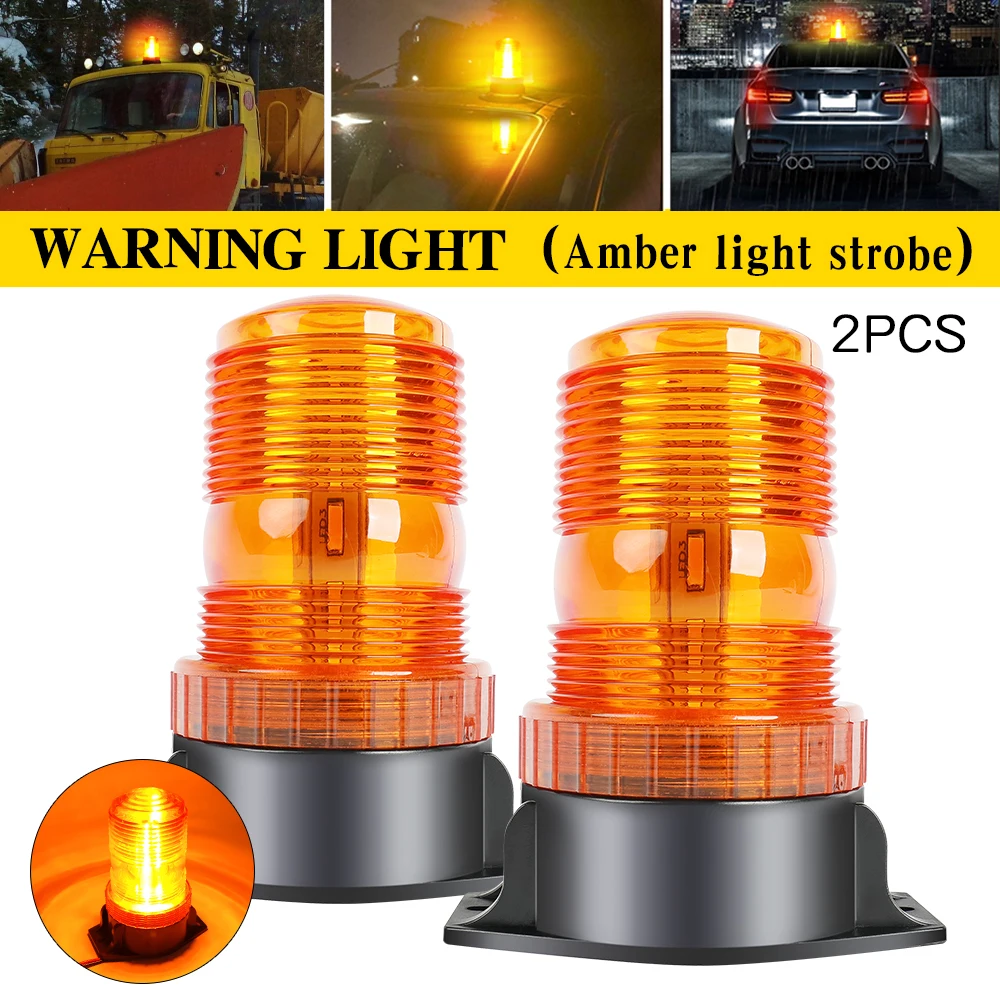 LED Strobe Light Car Warning Safety Flashing Beacon Amber Lights for Truck Vehicle Forklift Truck Tractor Golf Cart 12V 24V