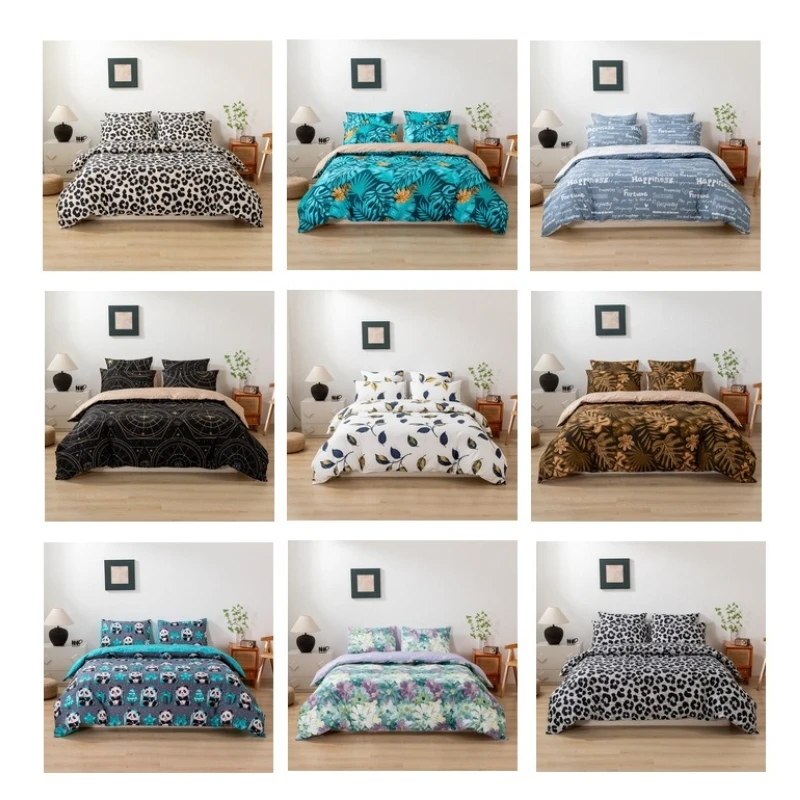 3Pcs Black White Duvet Cover Set & Pillowcases Minimalist Bedding Set Queen King Bed Linen Modern Home Decor Hotel Style Sheets
