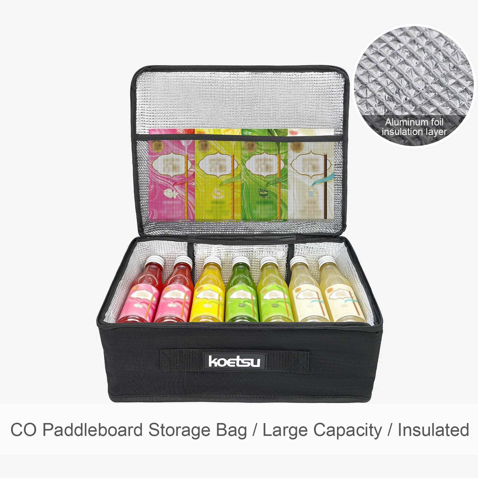Aluminum Foil Insulation Layer Paddleboard Storage Bags Double Mesh Pockets SUP Board Head Wire Box for Paddleboarding Kayaking